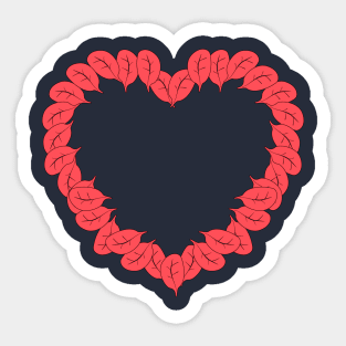 Red Autumn Love heart Sticker